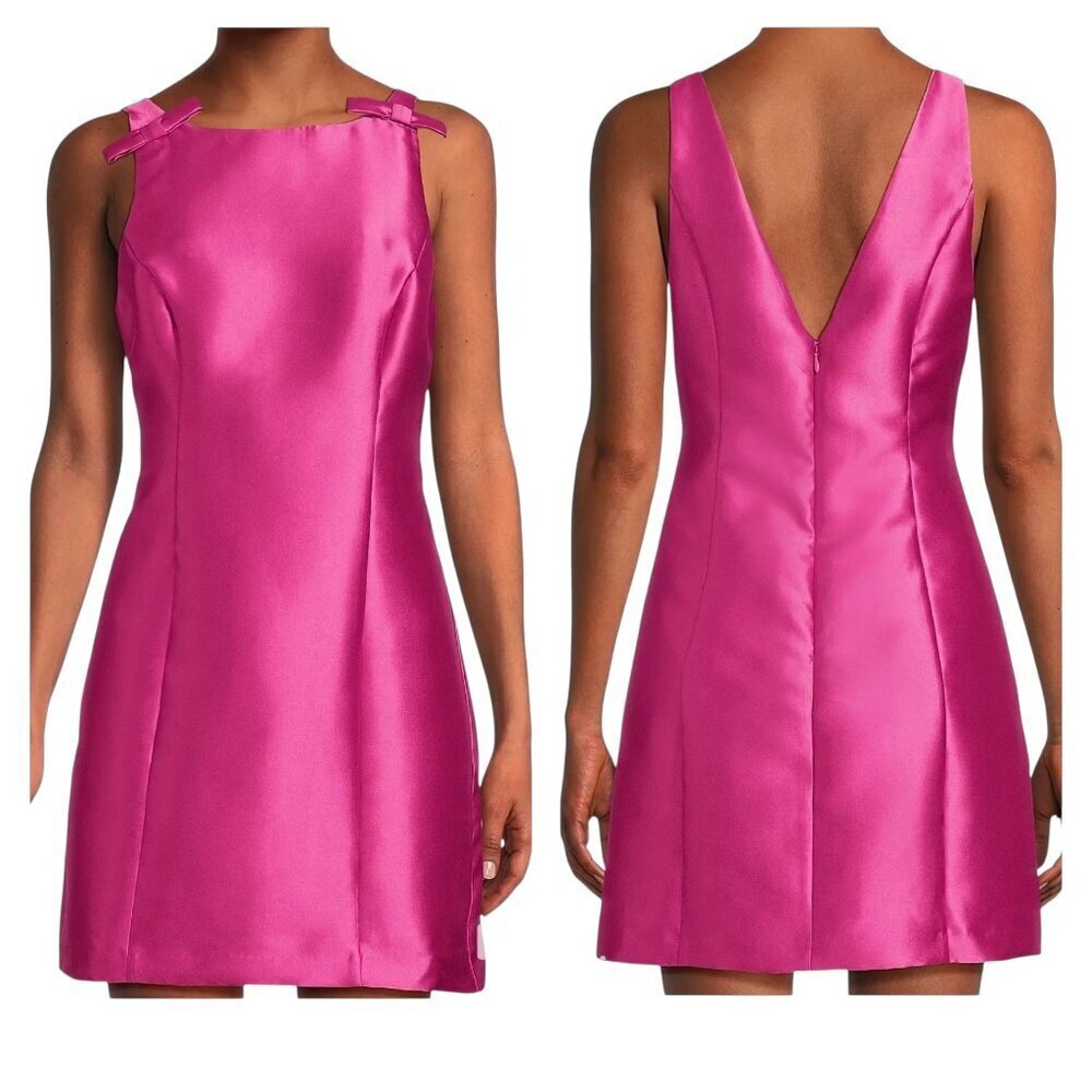 Hutch Chesca Satin Bow Minidress Size Large Pink $264 NWOT
